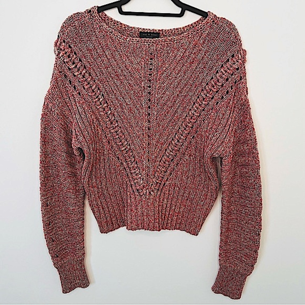 ❤️rag&bone❤️ Size: Small, Knit Pullover, 100% Cotton, Red/Blue/Cream, Gorgeous!